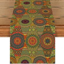 Caminho de Mesa para Sala de Jantar - Designs Geométricos Boêmios, Decoração de Cozinha em Poliéster Lavável e Reutilizável - Multicolorido - Ver 25