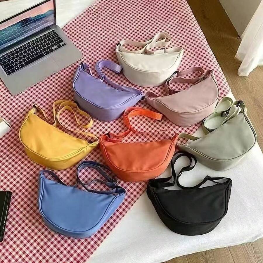 Women's Waterproof Polyester Crossbody Bag - Half Moon - Mauve Purple - View 1