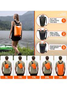 YESPACE 5升/10升/15升/20升/30升防水干袋，游泳背包，漂流冲浪包，徒步户外运动包，适用于皮划艇、漂流、划船、游泳、滑雪装备，夏季度假海滩旅行泳池沙滩包，防水手机套，防水运动包，运动健身包，大容量旅行包，男女通用，旅行必备游泳包，适合海滩游泳