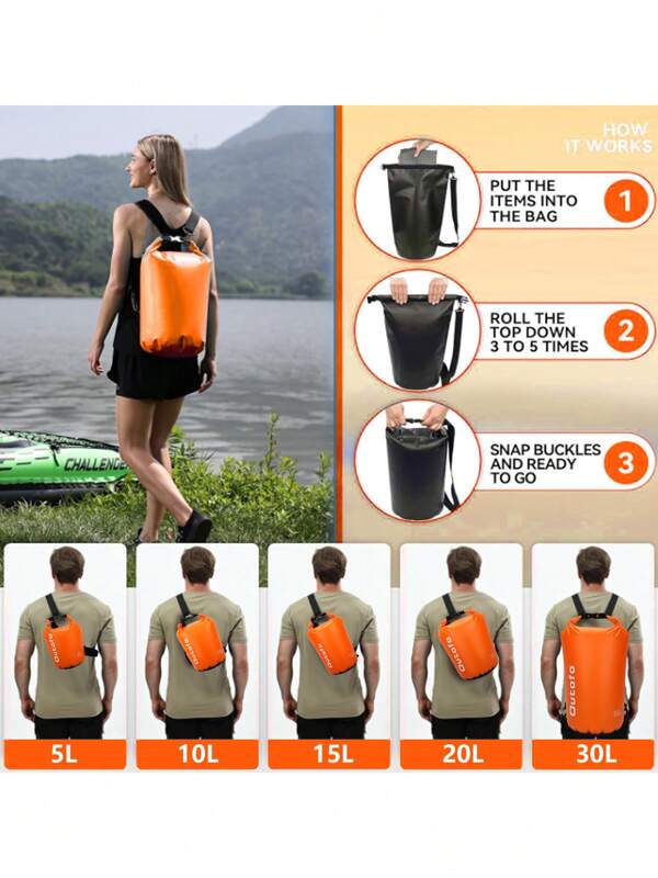 YESPACE 5L/10L/15L/20L/30L Bolsa seca impermeable, mochila para natación, bolsa para rafting y surf, bolsa para senderismo y deportes al aire libre, para kayak, rafting, barco, natación, equipo de esquí, monedero y billetera para vacaciones de verano, playa, viajes, piscina, bolsa de playa impermeable, funda impermeable para teléfono, bolsa impermeable