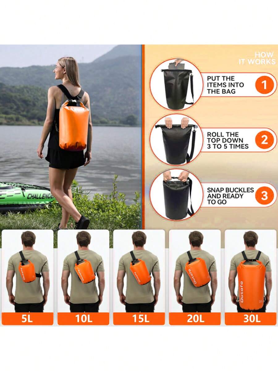 YESPACE 5升/10升/15升/20升/30升防水干袋，游泳背包，漂流冲浪包，徒步户外运动包，适用于皮划艇、漂流、划船、游泳、滑雪装备，夏季度假海滩旅行泳池沙滩包，防水手机套，防水运动包，运动健身包，大容量旅行包，男女通用，旅行必备游泳包，适合海滩游泳