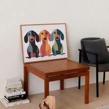 1 件中世纪现代腊肠犬三重奏帆布印刷海报 - 色彩鲜艳且风格化，无框墙壁艺术，适合家庭、办公室、客厅、卧室、咖啡厅装饰 - 送给爱狗人士、节日和乔迁、卧室墙壁装饰的理想礼物|极简主义狗艺术|现代美学、狗装饰、圣诞装饰