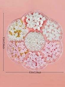 600Pcs Bow Nail Charms And Flatback Pearls,White Pink Bowknot 3D Cute Nail Charms Acrylic Flower For Nail Supplies Design,White Half Pearls For Nail Decoration DIY Crafts Y2K Nail Art Accessories
