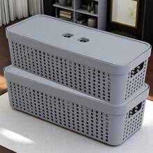 Organizer Box With Lid 3.6 Liters Kit Of 2 Stackable Boxes Practical Modern And Ideal For Home Office And Toy Storage - Gris - View 1