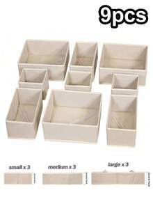 6/9/12 Pack Collapsible Storage Bins Fabric Underwear Storage Baskets Organizer For Shelf Home Closet Towels Toy Houseware,Household Merchandises,Birthday Decarations,New Year Gifts,Valentine's Day Gifts - Khaki - View 2