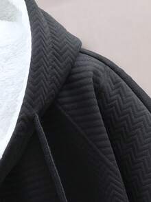 男士长袖休闲宽松保暖连帽夹克 - 黑色 - 查看 3