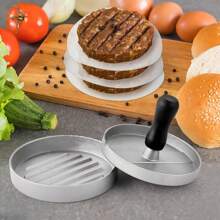 Machine à former les hamburgers avec manche en bois, moule en métal, manche en bois massif. Peut faire des boulettes parfaites, tartes, etc. Très adapté pour le petit-déjeuner dans la cuisine de la maison