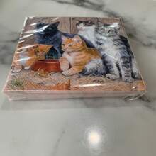 20pcs Soft Cute Cat Print Colored Napkins, Suitable For Wedding Party