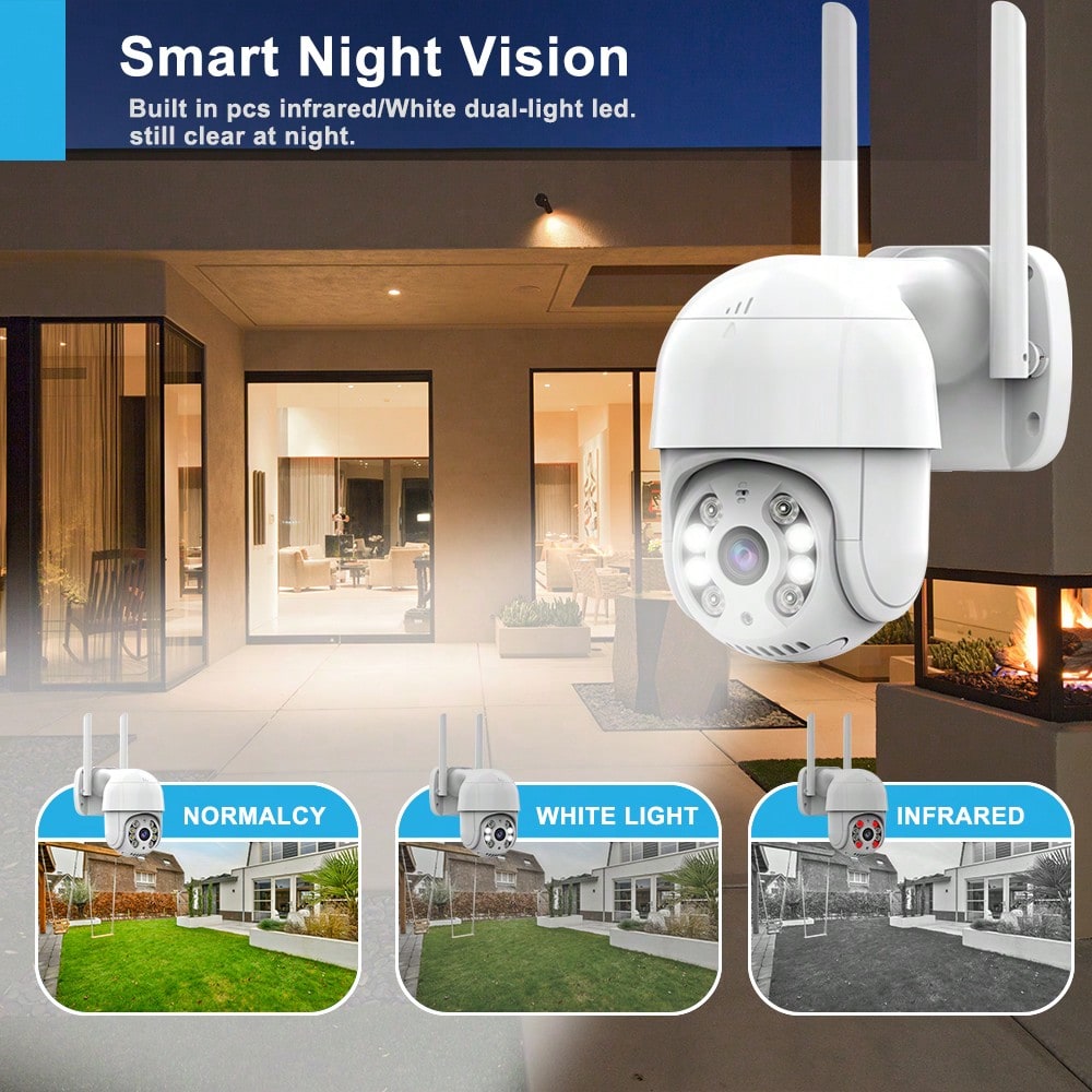 [رؤية ليلية عالية الدقة] كاميرا أمان لاسلكية دوارة...