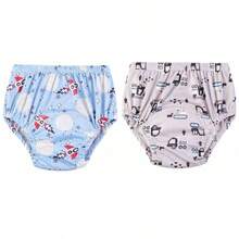 3 件套可重复使用幼儿和儿童如厕训练内裤，防水透气印花尿布衬垫，男女通用如厕训练内裤