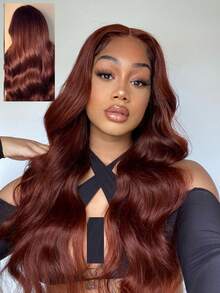 Wigs Bye Bye Knots Reddish Brown 7X5 Lace Front Closure Wigs Pre Plucked Pre Cut Pre Bleached Invisible Knots Body Wave Wigs Ready To Wear Go Glueless Wig Unice Hair - S33 - View 6