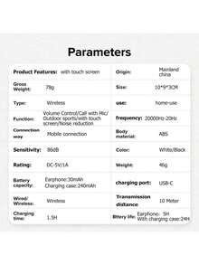 HITOZON Wireless Earbuds With Touch Control Charging Case, Stereo Earphones With Microphone, In-Ear Headphones With Bass And Noise Cancelling, Compatible With Smartphones, Computers, Laptops, Sports - one-size - View 5