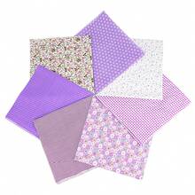 7件棉布DIY拼布材料包，碎布包，适用于DIY拼布、绗缝、拼布枕头等。 - 紫色 - 查看 2