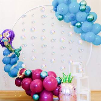 海洋主题派对泡泡旗彩色泡泡纸花环美人鱼海洋派对吊饰用品