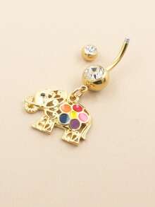1Piece 14G Elephant Belly Button Ring Navel Piercing Tropical Animals Belly Button Piercing Body Jewelry - Multicolor - View 10