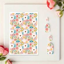 1pc Ultra-Light Water Transfer Paper With Colorful Flower Patterns – Perfect For DIY Ceramic Earrings, Jewelry & Polymer Clay Crafts, Blue & White Checkered Design, Craft Transfer Paper | Tropical Design | Intricate Designs - Multicolor - View 8