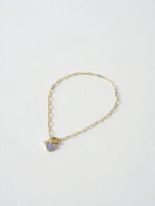 Tropiscape 1pc 18K Gold Plated Cute Pink Blue Enamel Heart Pendant Necklace For Women Girls Collar Jewelry Party Gift Valentines Autumn Winter Gifts