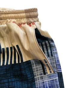 波西米亚格子休闲裤，宽松直筒裤，男士日常和节日穿着