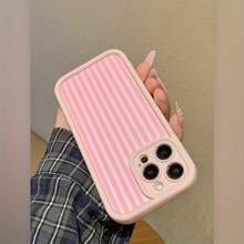 White Powder Stripe Pink Scrub All Inclusive Drop Resistant Shock Case For IPhone 16 15 13 14 12 11 Pro Max 14 15 16 Plus