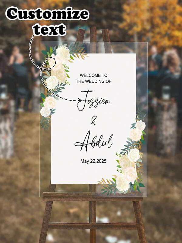 1 Customized 2025 New Acrylic Wedding Welcome Sign, Welcome Sign, Minimalist Wedding Welcome Sign, Modern Wedding Welcome Sign, Wedding Welcome Poster, Suitable For Weddings, Parties, Ceremonies, Housewarming Banquets, Exhibitions,Art Activities For Children