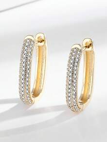 1pair Classical Zirconia Hoop Earrings Ladies Jewelry For Women 925 Sterling Silver Versatile Earrings Fine Jewelry Gifts For Girls Daily Life Dating Decor For Prom Party