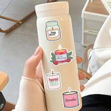Bộ 50 miếng dán nến thơm chống thấm nước dễ thương cho bình nước máy tính xách tay ván trượt sổ lưu niệm phụ kiện, đồ dùng học tập, trở lại trường - Nhiều màu - Xem 8