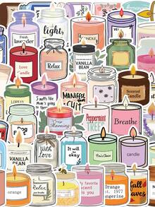 Bộ 50 miếng dán nến thơm chống thấm nước dễ thương cho bình nước máy tính xách tay ván trượt sổ lưu niệm phụ kiện, đồ dùng học tập, trở lại trường - Nhiều màu - Xem 1