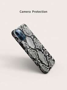 غطاء هاتف بنمط جلد الثعبان، تصميم عنصر حيواني فاخر وبسيط، نقش بارز بنمط جلد الثعبان، مقاوم للصدمات، يعزز الصوت، بنهاية جلدية ناعمة، متوافق مع 17 Pro Max/16 Pro Max/12 Pro/13/14 Plus/15 Pro Max/16 Pro Max، 11/13 Pro، Galaxy S24 Ultra، هدية رائعة