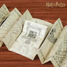 Harry Potter 1pc Officially Licensed Harry Potter Marauder's Map With 5 Vintage Bookmarks, Hogwarts Magical Cosplay Prop, Aesthetic Funny Bookmarks, Magic Treasure Map For Fans & Book Lovers, Office Supplies Back To School