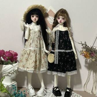 30/45cm Fashion Doll Elegant Casual Clothes Strap Lace Floral Dresses For 30cm Doll Princess Long Skirt For 1/4 1/6 BJD Dolls DIY Accessories(No Dolls, No Shoes)