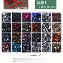 Worthofbest 约 13560/620010800 件混合尺寸热修复圆形人造宝石玻璃石热修复平底水钻，适用于工艺品服装 DIY 装饰、织物、衣服、皮革 - 可水洗