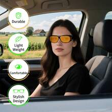 Night Vision Pro Night Driving Glasses With Glarecut Technology, Black Frame, Yellow Lenses, Anti-Glare Design For Driving At Night