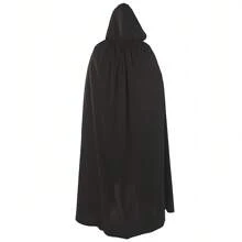 中性连帽斗篷服装，派对角色扮演斗篷，110 厘米、140 厘米、160 厘米，女式 Crow 成人化妆舞会配饰，连帽斗篷，黑色斗篷长袍，中性派对服装（黑色，单层）