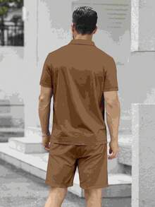 Bộ áo thun polo và quần short in mã vạch thường ngày cho nam - Nhiều màu - Xem 4