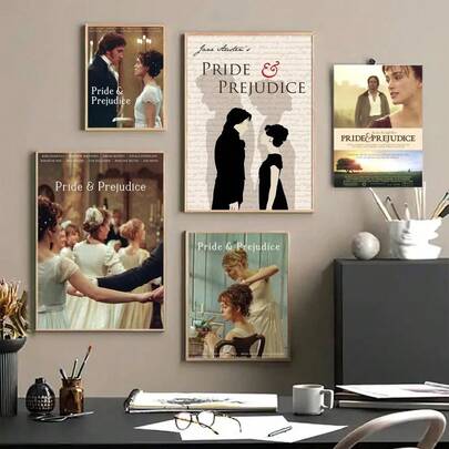 1pc Pride Prejudice Movie Anime Posters Decoration Painting Wall Art White Wall Decor Vintage Decorative Painting Decor Gift Optional Frame ,Wall Art With Frame