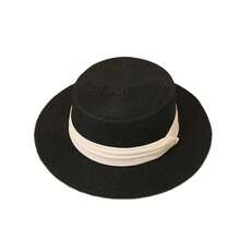 1pc Women's Wide Brim Straw Boater Hat, Foldable & Packable Beach Hat For Summer, Fits Size 56-58cm - Multicolor - View 5