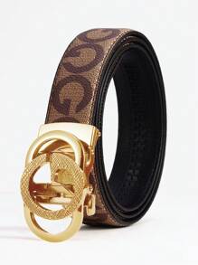 Cinturón automático con hebilla G para hombres, diseño con estampado de letras elegante, cinturón de moda casual para negocios, regalo para el Día del Padre, San Valentín, . Verano, escuela casual, negocios, novio, esposo, padre, hombre, uso diario, moda, adolescente, al aire libre, vacaciones, atlético, viaje, calle, bohemio, otoño vintage, otoño-invierno, accesorios, adecuado para adolescentes, jóvenes, hombres, casual, al aire libre, atlético, vacaciones, regalos de graduación, cumpleaños