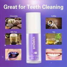 Purple Whitening Toothpaste, 1.01oz - Deep Clean & Fresh Breath, Minty Strawberry Flavor, Gentle On Gums, Portable For Travel, Fruit, Non-Spicy