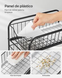 Juego de  1/2 Organizador de Cocina, Estantería de 2 Niveles Extraíbles para Armario, Organizador Apilable bajo el Fregadero con Cajones, para Cocina, Baño, Negro Clásico - Negro - Ver 5