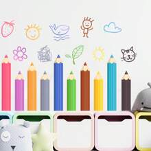 Colorful Pencil Wall Stickers, Painting Pencil Decals For School Classroom Room Decor Home Decor Wallpapers Wall Paper Wallpaper Bathroom Kitchen Personalised Stickers Wall Decor