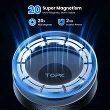 TOPK D48X Magnetic Car Phone Holder Mount, Powerful Magnetism Premium Quality Support Single-Hand Operation Metal Hook Magnetic Car Phone Mount, Powerful Magnetism Premium Quality Support Single-Hand Operation Metal Hook Magnetic Phone Holder For Car - Black - View 4