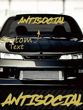1pc Customized Text Content Car Sticker, Unisex Car Accessories Universal Sticker, Suitable For BMW, Mercedes, Audi, And Other Vehicles, Available In White, Black, Pink, Red, Gold, Yellow, Green, Colorful Laser Multicolor, Waterproof And All-Season, Multi-Purpose For Car, Boat, Cup, Window, Door, Home Decor, Easy To Apply And Remove, No Surface Damage, Car Decor