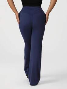 Sodalemon Plus Size Women Wide Leg Dance Pants, Yoga Bootcut Trousers For Sports - Navy Blue - View 7
