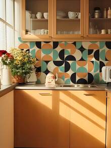 10 件 - 7.87 * 7.87 英寸/20x20 厘米防水几何拱形厚纹理即撕即贴厨房防溅贴纸，适用于厨房墙砖贴花 - 彩色 - 查看 5