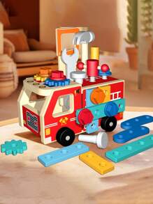 1 Set Caja de herramientas de construcción de madera para niños - Rompecabezas de ensamblaje de nudo de tornillo desmontable, juguetes de aprendizaje Montessori para bebés de 3+ años