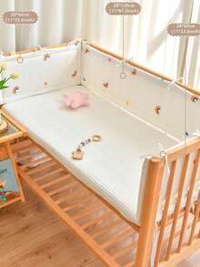 1 件婴儿床围栏保险杠垫，带卡通刺绣的柔软婴儿床保险杠，婴儿护栏防撞垫 - 彩色 - 查看 7