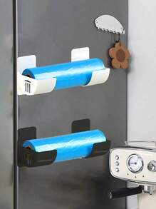 4 piezas Estante de almacenamiento para bolsas de basura sin perforar, estante de almacenamiento ajustable para la cocina, adecuado para bolsas de basura, film transparente, paraguas, rodillo de cocina, estante para film transparente, estante de cocina, estante para fregadero, organizador de armario de cocina, almacenamiento y organización de cocina, pequeños utensilios de cocina, contenedor de almacenamiento de cocina, regalo para el día de la madre