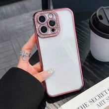 奢華電鍍水鑽閃粉手機殼，適用於 iPhone 17 16E 15 14 13 12 11 X XS Max XR Pro Plus、Galaxy S26 A02S -A07 A12-A17 A22-A26 A32-A36 A50-A56 S20-S25、Honor Magic Reno Smart - 粉色 - 查看 5