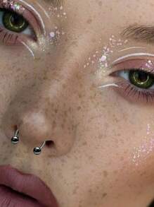 CIZME Different Style Nose Ring, Black Red Nose Ring Septum Horseshoe Earring Eyebrow Lip Helix Tragus Cartilage Piercing Ring, Mustache Shape Nose Piercing, Tongue Ring, Fake Nose Ring CZ African Nose Cuffs, Nose Rings Clip On Nose Jewelry For Woman Gift For Party
