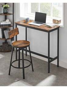 Bar Stools Kitchen Stools Set Of 2 High Back Bar Stools Steel Frame 62.5cm High Seat Easy Assembly Industrial Rustic Brown And Black - Brown - View 1